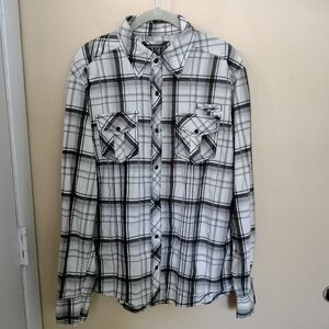 BKE Shirt Men M Athletic Fit Long Sleeves Snaps Stretch Western Cowboy Festival